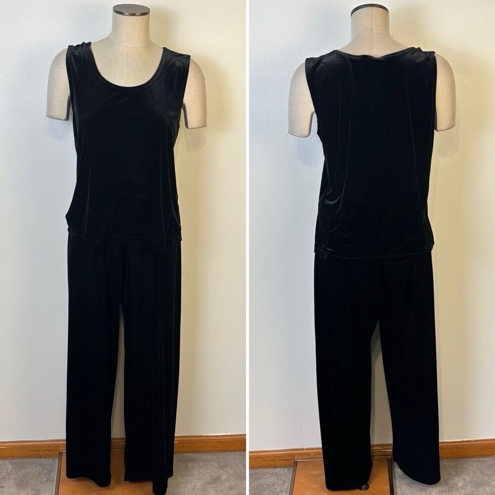 Draper's & Damon's Womens PXL 2 Piece Shell Tank and Pull on Pants Velvet Black